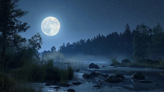 Photo quotmystical moonlight scene on a full moon nightquot