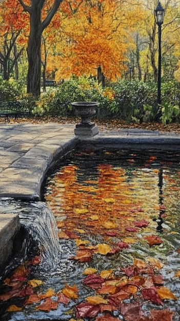 quotPeaceful Corner Near a Central Park Fountain Surrounded by Naturequot