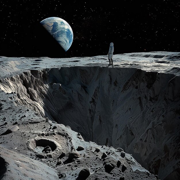 quotPerson Standing on Edge of Lunar Craterquot