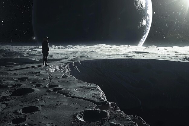 quotPerson Standing on Edge of Lunar Craterquot