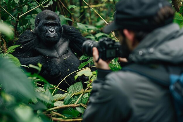 quotPhotographer Capturing a Family of Gorillas in the Forestquot