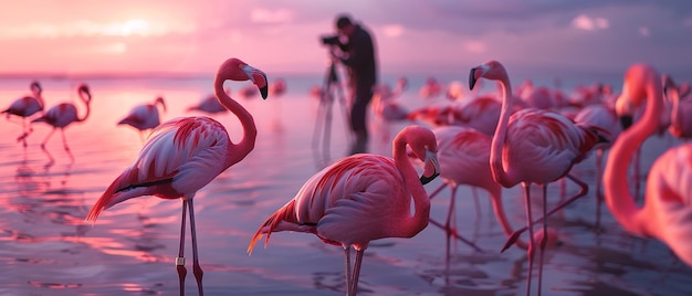 quotPhotographer Capturing Flamingos in a Vibrant Lagoonquot