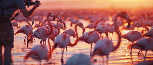 quotPhotographer Capturing Flamingos in a Vibrant Lagoonquot