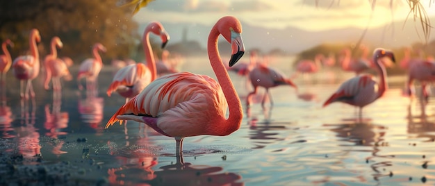 quotPhotographer Capturing Flamingos in a Vibrant Lagoonquot