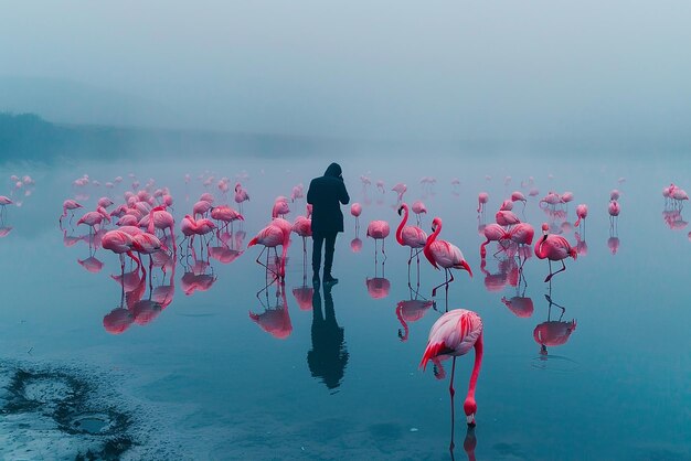 quotPhotographer Capturing Flamingos in a Vibrant Lagoonquot