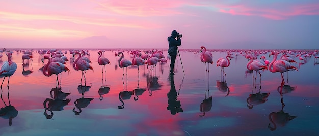 quotPhotographer Capturing Flamingos in a Vibrant Lagoonquot