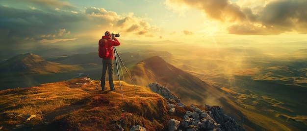 quotPhotographer Capturing Landscape with Tripodquot