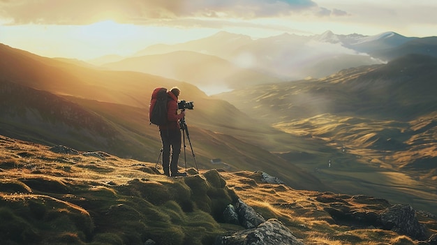 quotPhotographer Capturing Landscape with Tripodquot