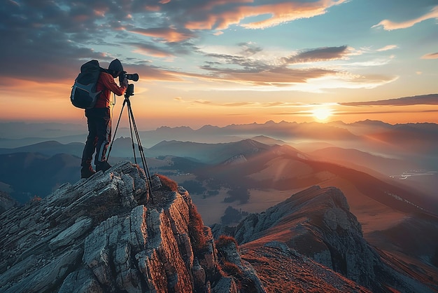 quotPhotographer Capturing Landscape with Tripodquot