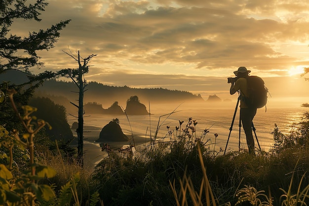 quotPhotographer Capturing Landscape with Tripodquot