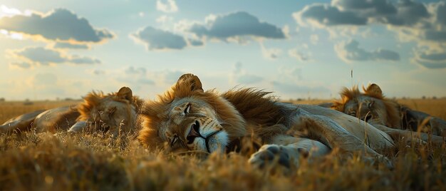 Photo quotphotographer capturing a pride of lions restingquot