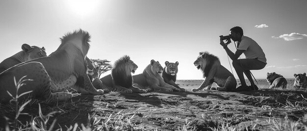 Photo quotphotographer capturing a pride of lions restingquot