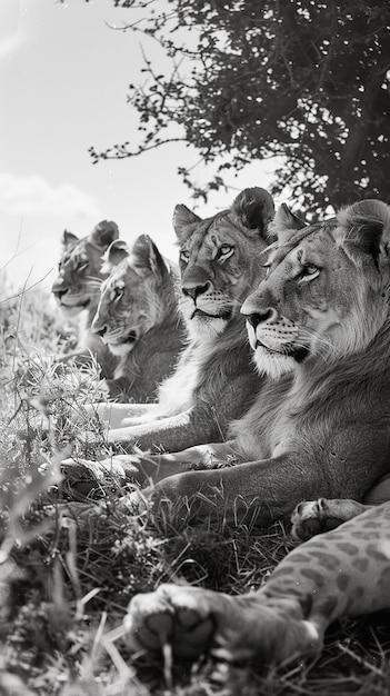 Photo quotphotographer capturing a pride of lions restingquot