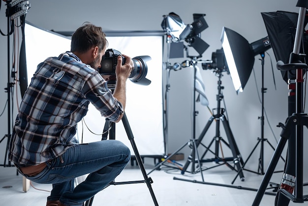 quotPhotographer Setting Up Studio Light Rigquot