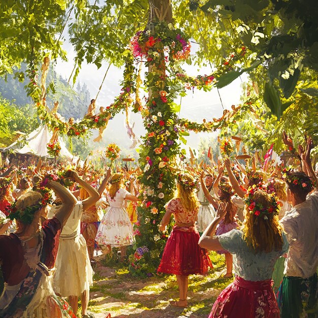 quotPicturesque Swedish Midsummer Celebration Scenequot