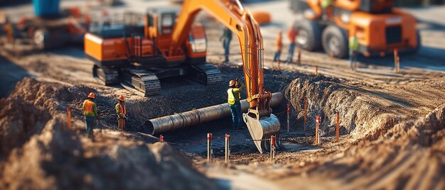 Photo quotpreparing site for underground pipe installationquot