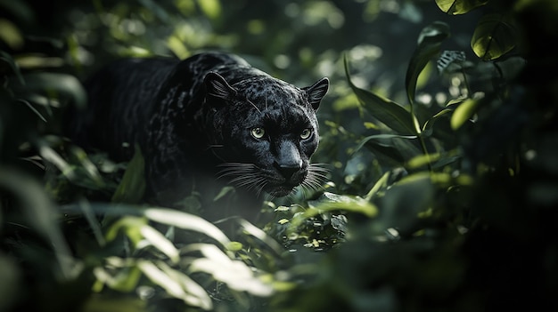 Photo quotrare black panther prowling in the wildernessquot