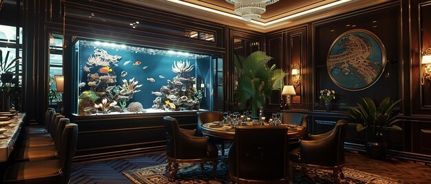 Photo quotrefined dining elegant centerpiece fish tank with aquatic lifequot