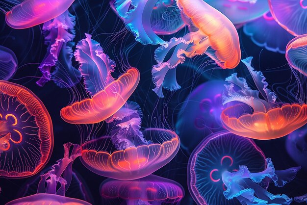 Photo quotrepeating pattern of blacklight jellyfishquot