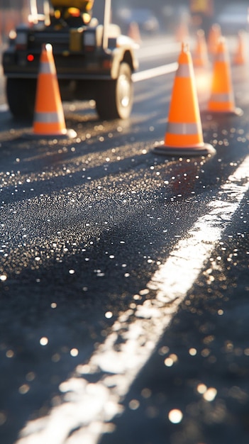 quotRoad Worker Using Paint Machine to Mark New Road Linesquot