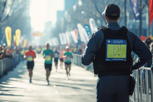 Photo quotsecurity guard monitoring marathon routequot