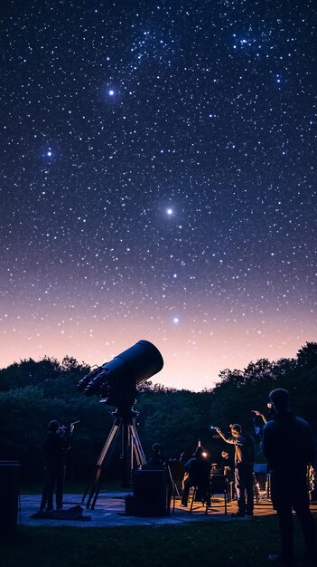 Photo quotserene evening at a hightech observatory with studentsquot