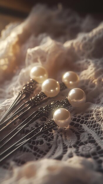 Photo quotset of pearlstudded hairpinsquot