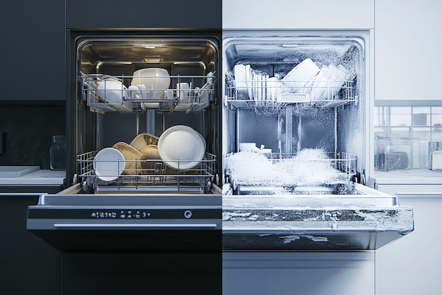 quotSidebySide Comparison of Dishwasher Before and Afterquot