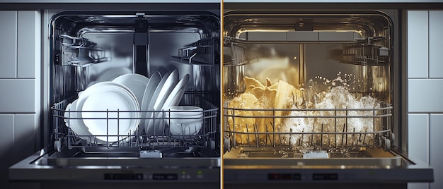 Photo quotsidebyside comparison of dishwasher before and afterquot