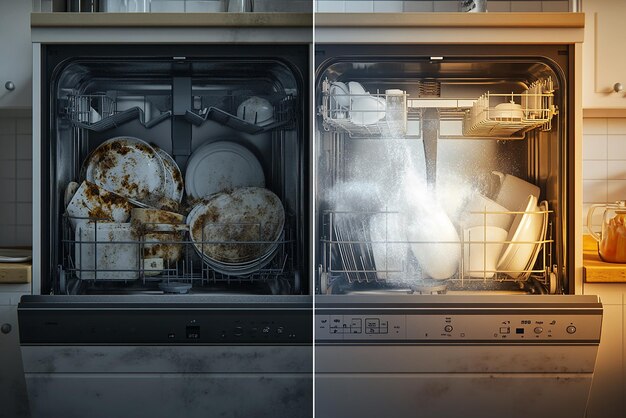 quotSidebySide Comparison of Dishwasher Before and Afterquot