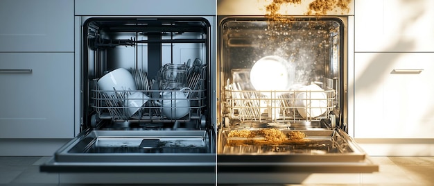 quotSidebySide Comparison of Dishwasher Before and Afterquot