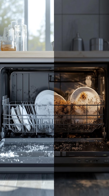 quotSidebySide Comparison of Dishwasher Before and Afterquot