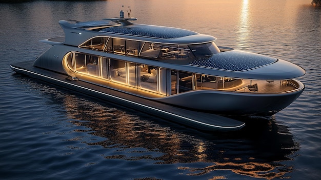 quotSleek Luxury SolarPowered Yacht with Flowing Designquot