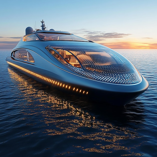 quotSleek Luxury SolarPowered Yacht with Flowing Designquot