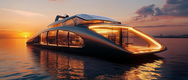 quotSleek Luxury SolarPowered Yacht with Flowing Designquot