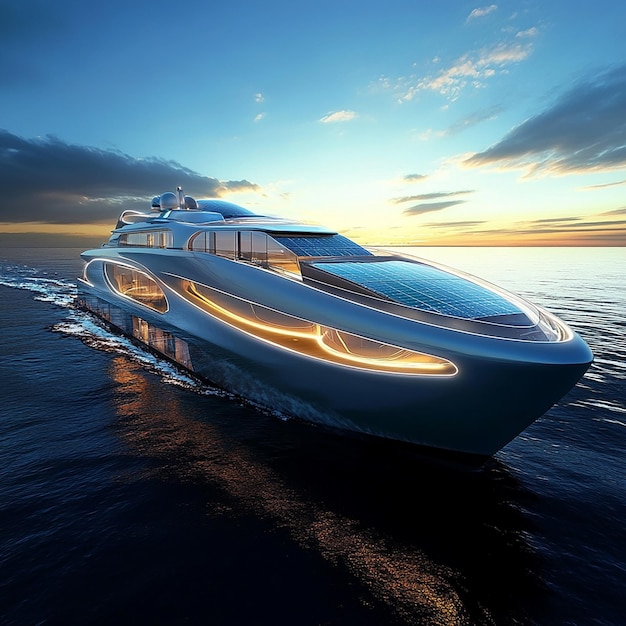 quotSleek Luxury SolarPowered Yacht with Flowing Designquot