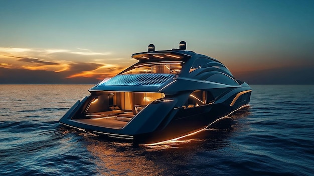 quotSleek Luxury SolarPowered Yacht with Flowing Designquot