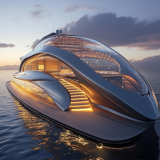 quotSleek Luxury SolarPowered Yacht with Flowing Designquot