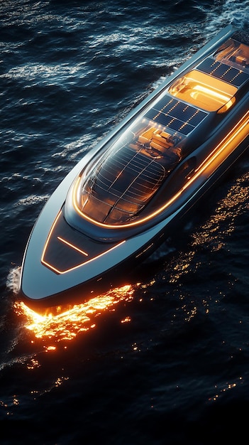 quotSleek Luxury SolarPowered Yacht with Flowing Designquot