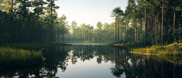 Photo quotsmall serene lake surrounded by a tranquil forestquot