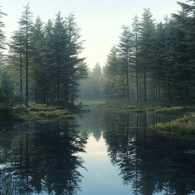 Photo quotsmall serene lake surrounded by a tranquil forestquot