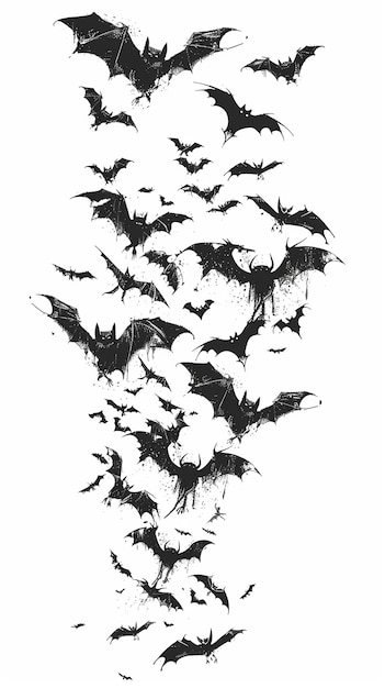 Photo quotspooky line art of flying bats inspired by addams familyquot