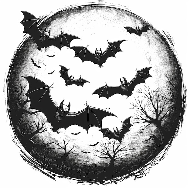 Photo quotspooky line art of flying bats inspired by addams familyquot