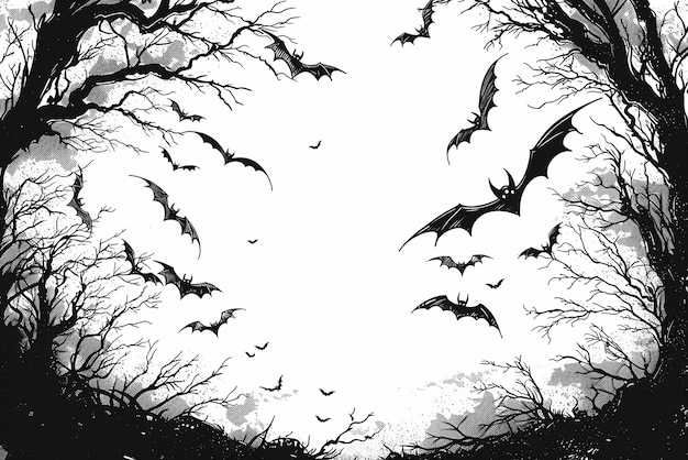 Photo quotspooky line art of flying bats inspired by addams familyquot