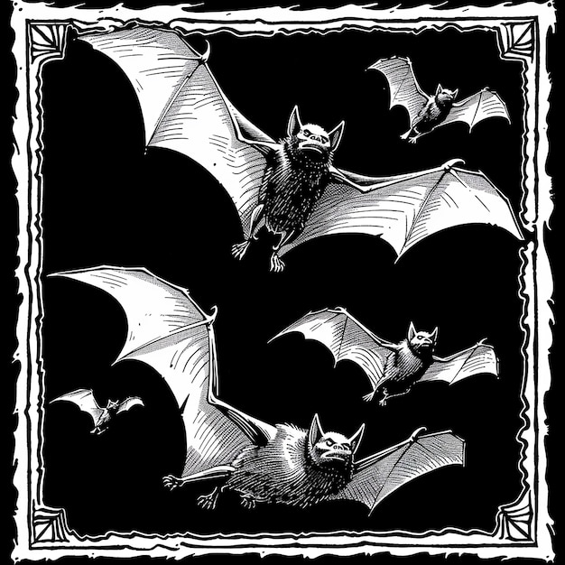 Photo quotspooky line art of flying bats inspired by addams familyquot