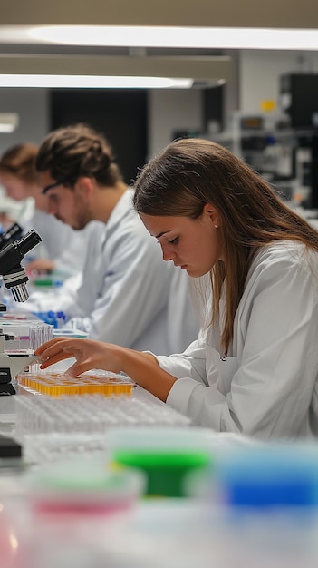 Photo quotstudents conducting experiments in a biotechnology labquot