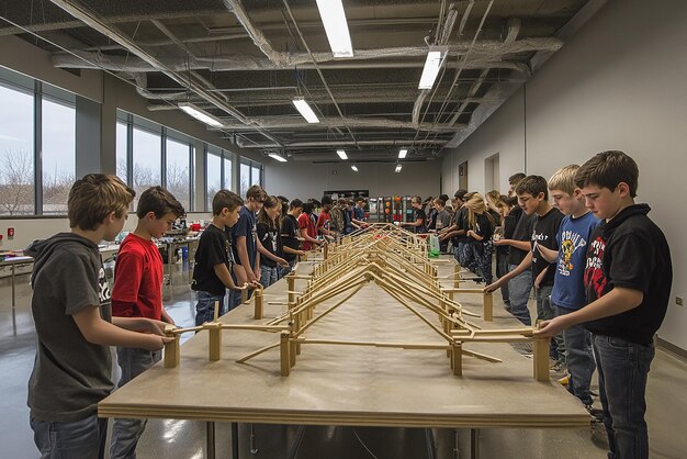 Photo quotstudents participating in group activity in a large open spacequot