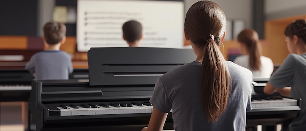 Photo quotstudents playing digital pianosquot