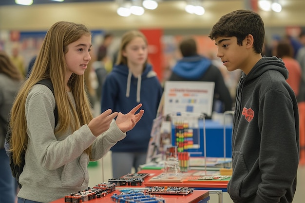 Photo quotstudents presenting innovative projects at a science fairquot