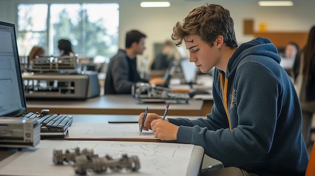 Photo quotstudents sketching in engineering design labquot